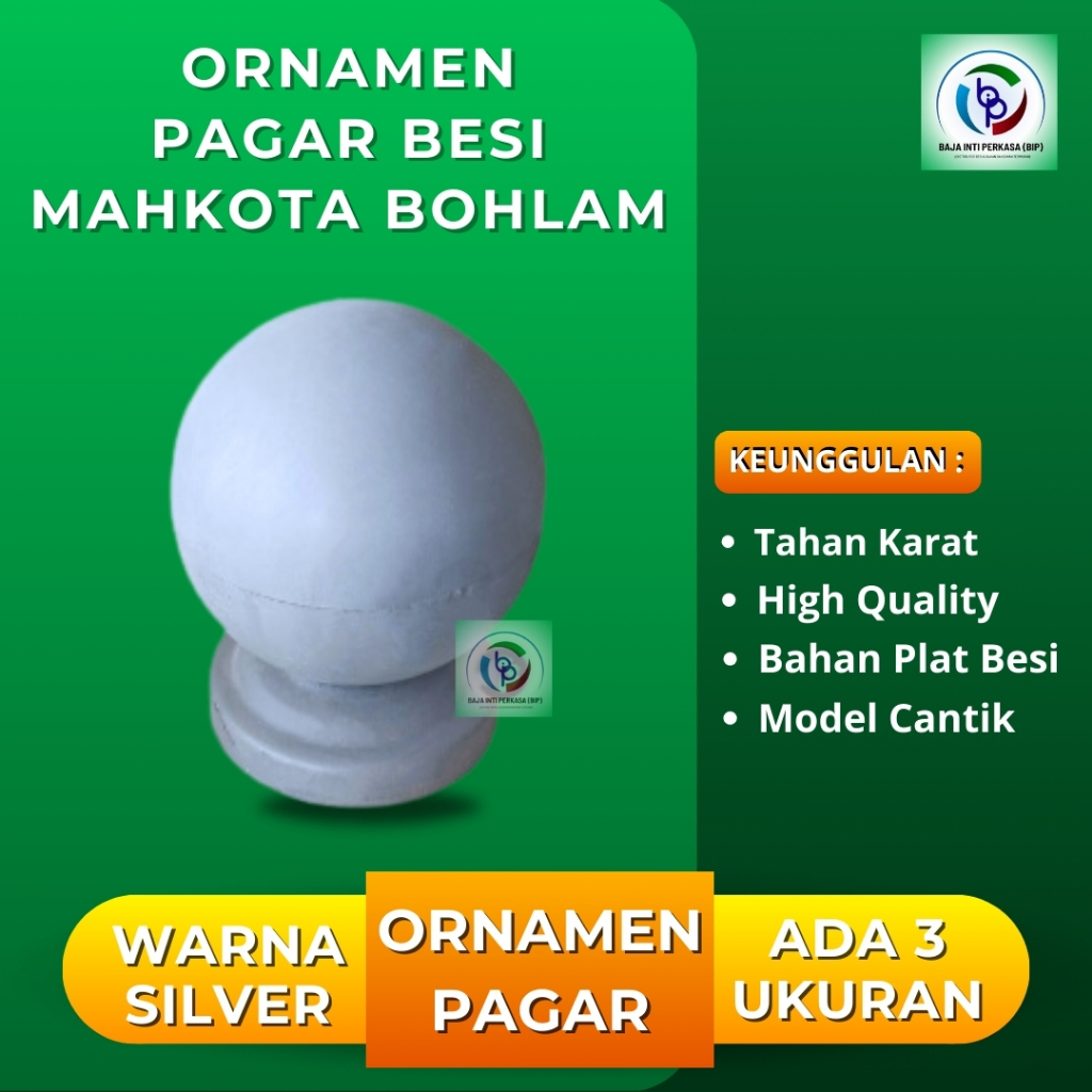 Ornamen Pagar Besi Mahkota Bola Bohlam/Hiasan Aksesoris Pagar Besi di Makassar