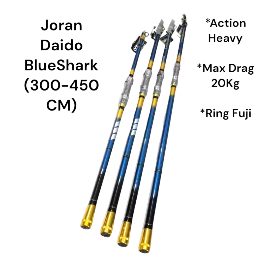Joran  Surf rod DAIDO BLUE SHARK POWER CARBON SURFCAST TELESCOPIC RING FUJI 300 360 390 420