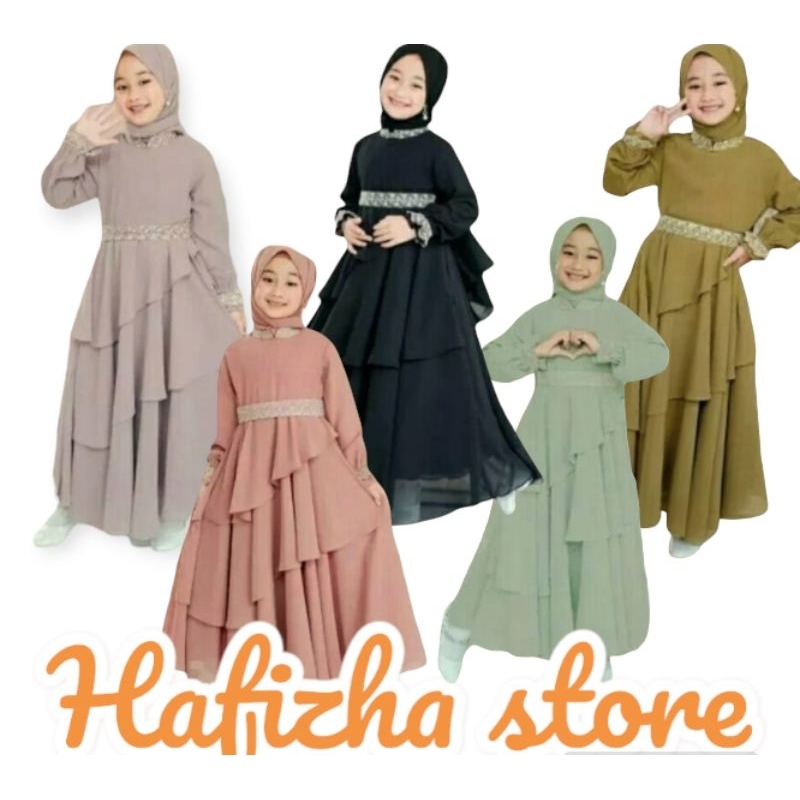 gamis anak tanggung mikayla plus hijab /baju muslim anak/gamis anak kekinian/gamis anak