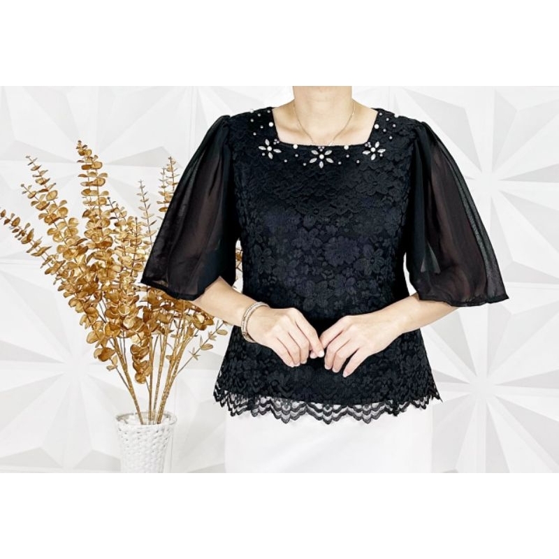 NEW? Blouse Brokat Semi Prancis/ Atasan Brokat Mewah/ Brokat Premium