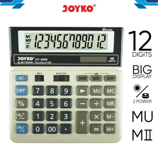 

KODE X3J KALKULATOR JOYKO CC868 ORIGINAL CALCULATOR 12 Digit Desktop CC868 Big Display