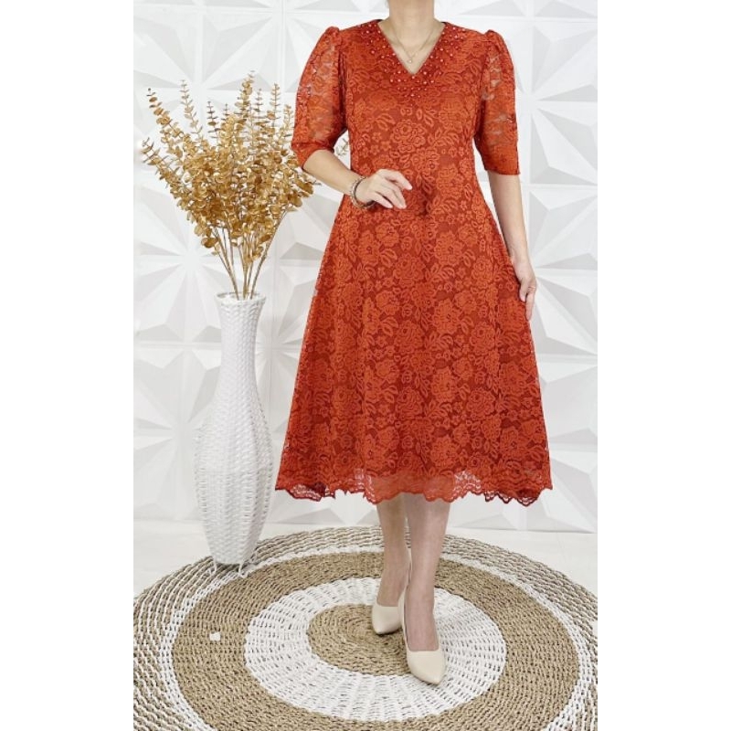 NEW MODEL Dress SemiPrancis/ Dress brokat Free Bross/ Dress Mewah
