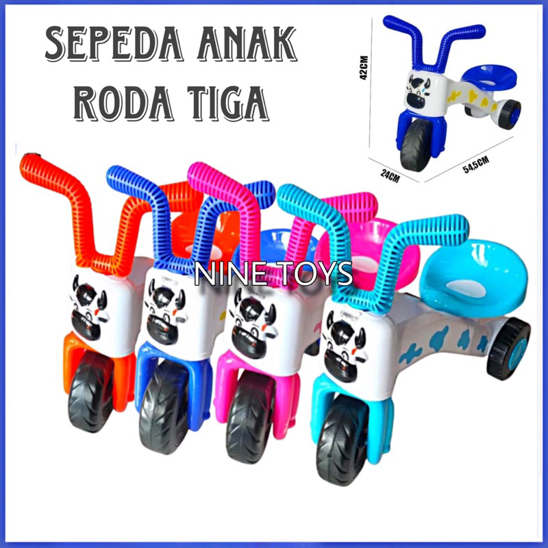 MAINAN ANAK SEPEDA SAPI RODA TIGA / SEPEDA SAPI SKUTER ANAK MURAH LUCU