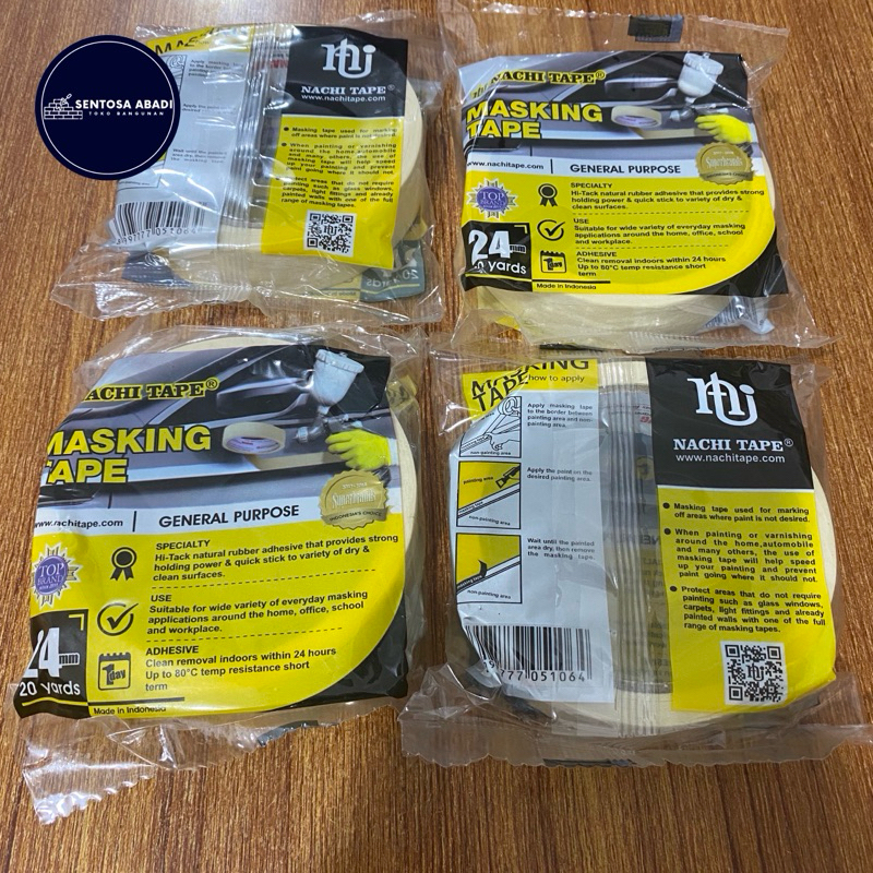 

Lakban Kertas Masking Tape 24 mm x 20 yard Nachi