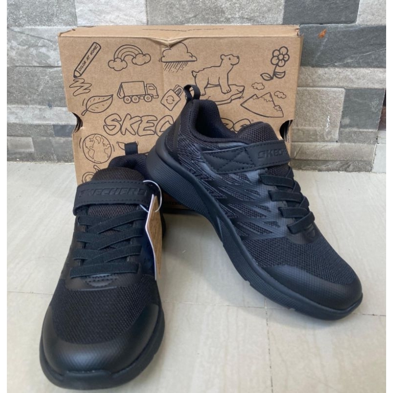 Sepatu Anak Skechers Hitam 302617L Sneakers Anak Sekolah Size 32-37 Original Store Terbaru
