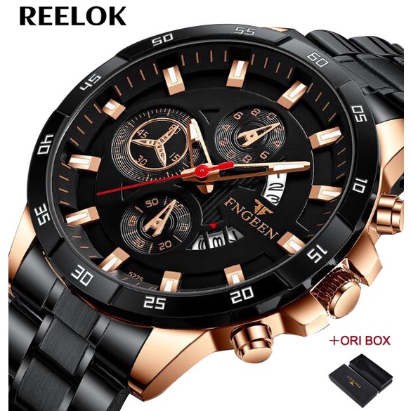 KODE J99B FNGEEN 5225 Jam Tangan Pria Luxury Stainless Steel Sport Quartz Original Anti Air Watch Te