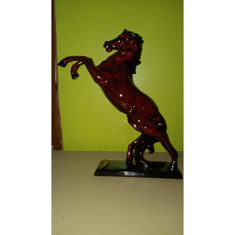 patung kuda kayu jati asli