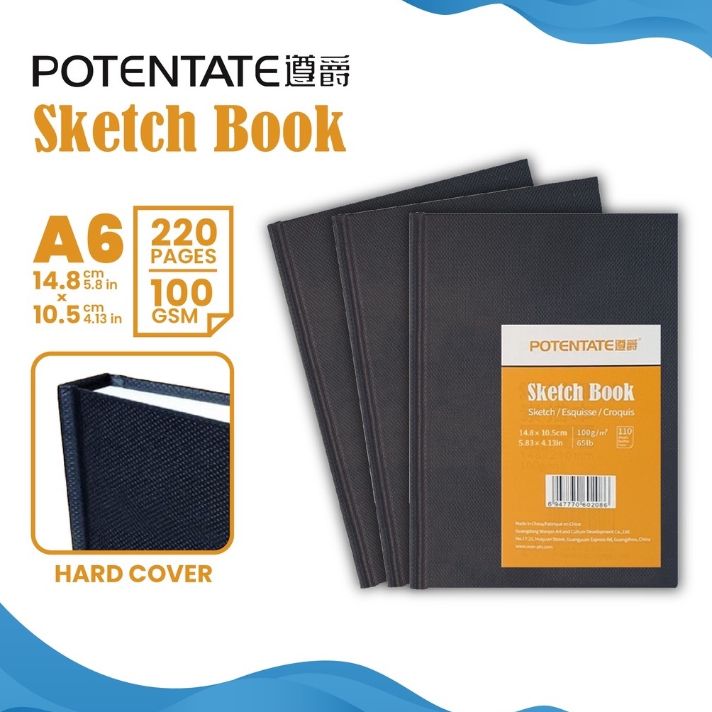 

KODE A6D4 Buku Sketsa Potentate Hard Cover A6 Stitch Bound Sketchbook