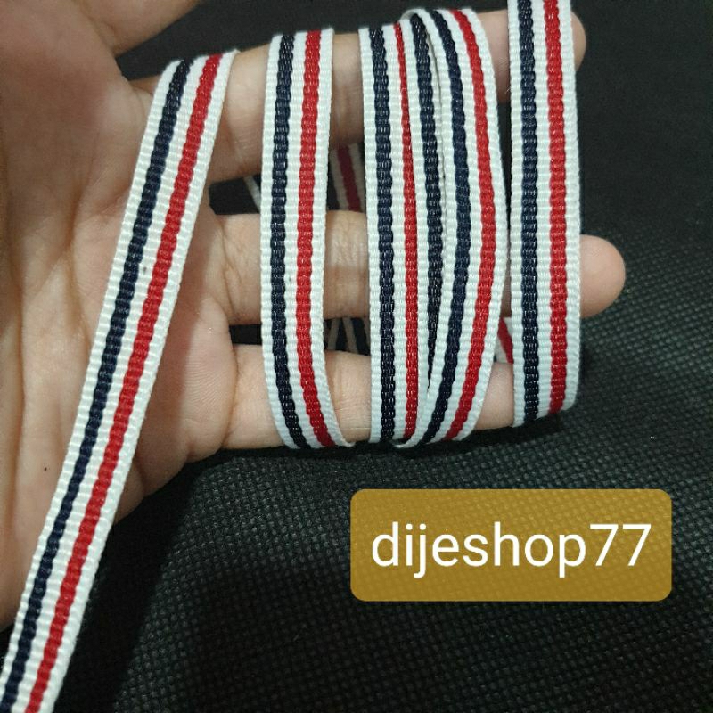 pita list hitam merah ukuran 1cm/tali masker 1 cm, /pita kain