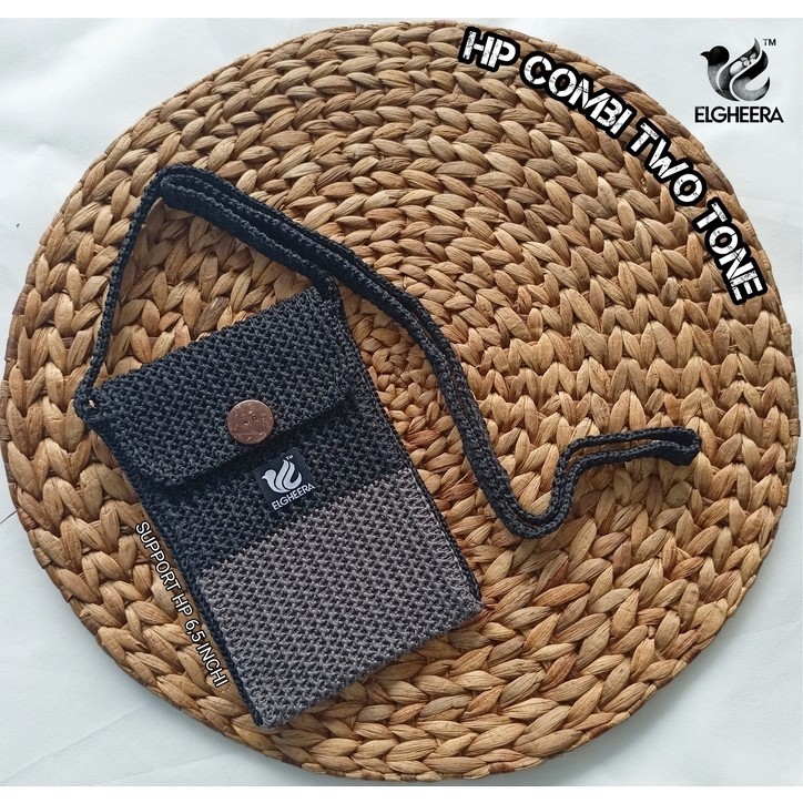 Tas HP Rajut Two Color / Tas Hp Polet Selempang