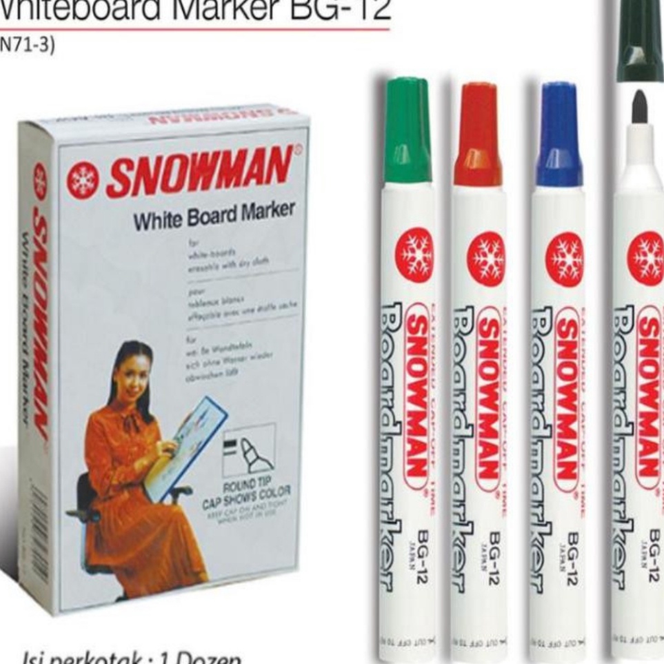 

Snowman White Board Marker BG12 Isi 1 Box 12pcs KODE A9D5