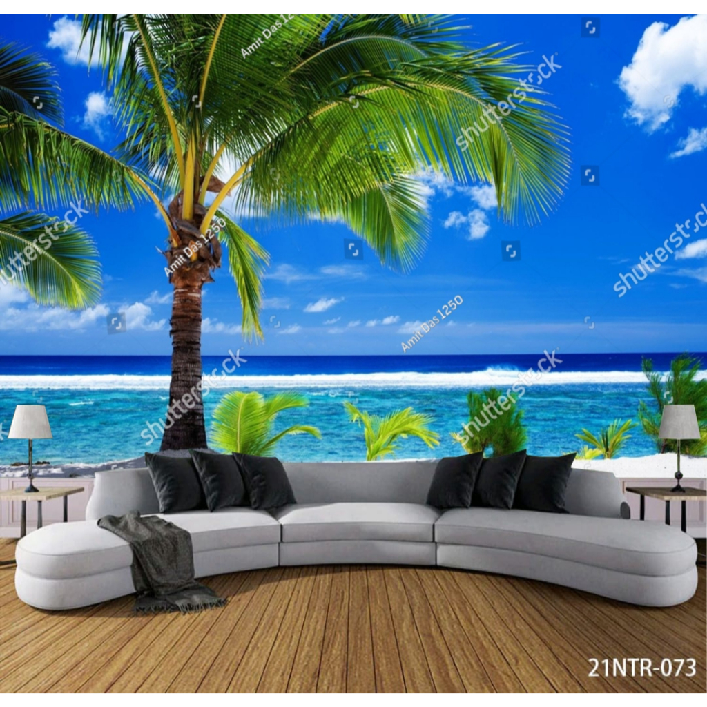 Stiker Dinding Wallpaper Custom Pemandangan Pantai 3 Dimensi - wallpaper dinding pantai termurah
