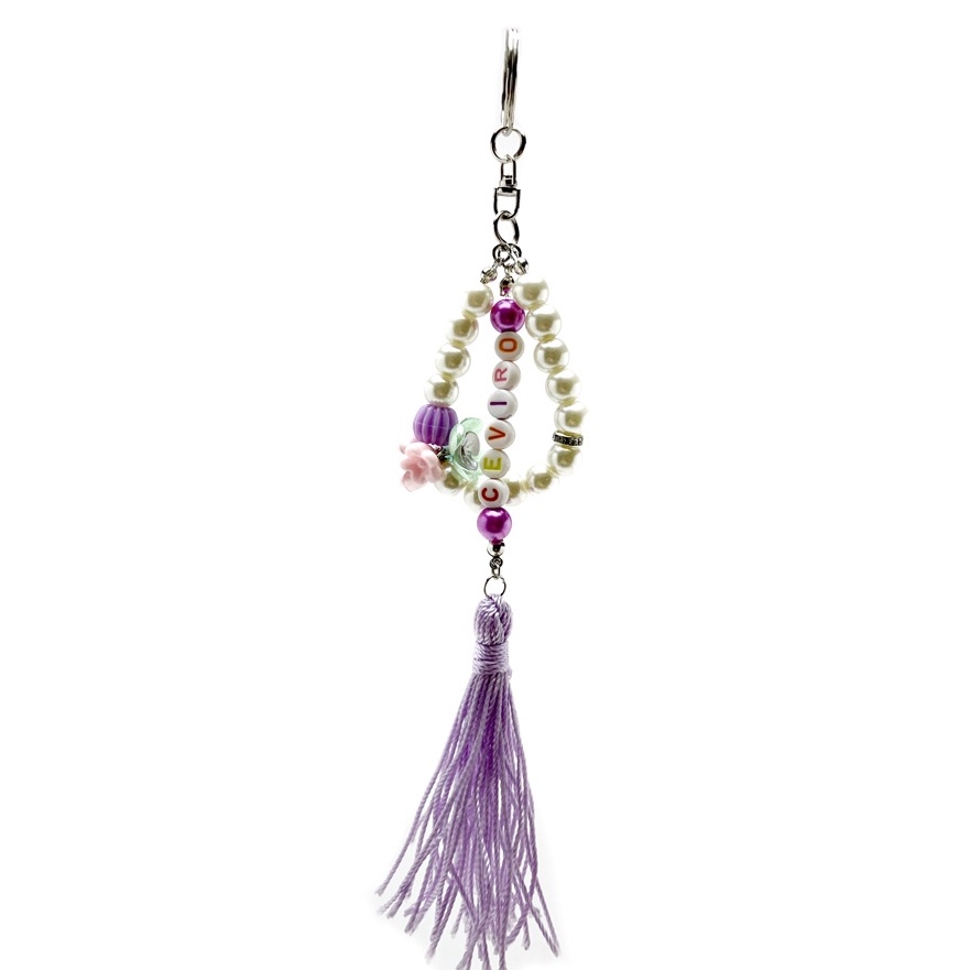 Wow Keychain CeviroGantungan Tas Rumbai purple