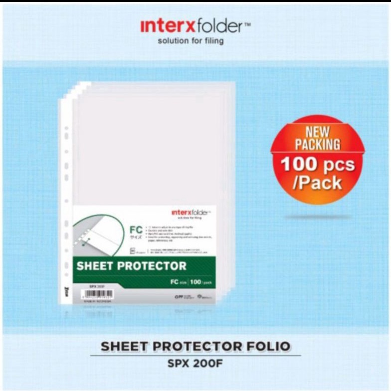 

KODE I7L9 Sheet Protektor Folio Inter X isi 1 lembar Plastik FC PP pocket