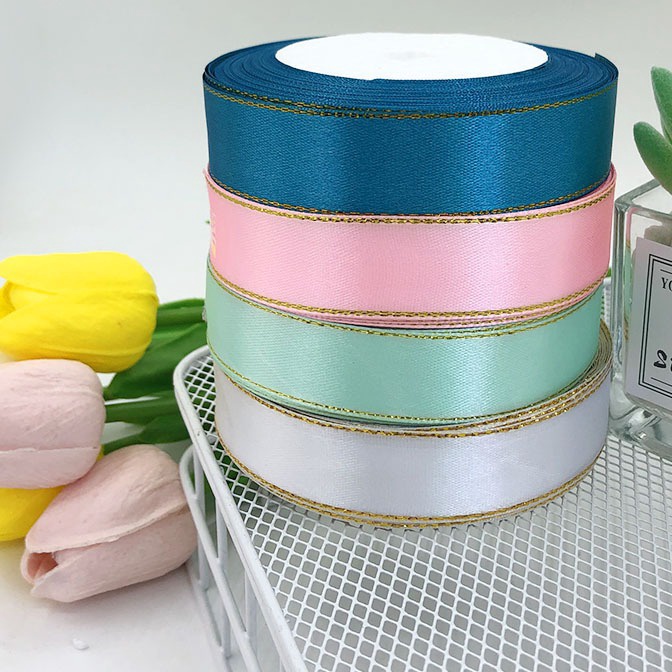 

Langka 1ROLL Pita Satin List Emas Ribbon Gold Edge Pinggir Emas Korea Kado Dekorasi Hampers Bouquet Lebar 25cm Panjang 225 meter Colourful Cantik Murah Kerajinan Tangan