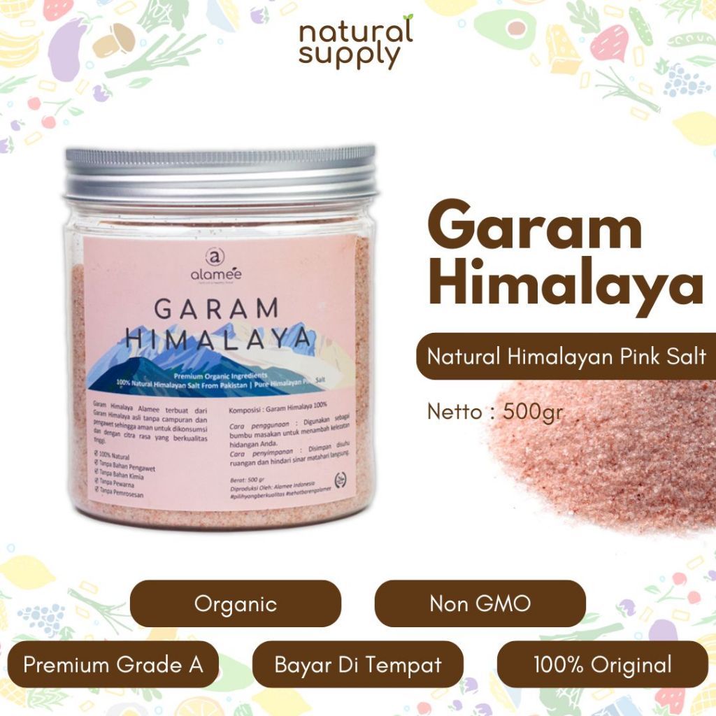 

Garam Himalaya Murni Natural Himalayan Pink Salt Pakistan Bumbu Dapur