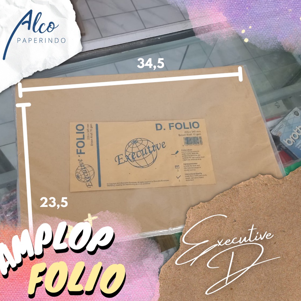 

KODE O3V8 Amplop Folio Coklat Executive D 235 X 345 isi 1
