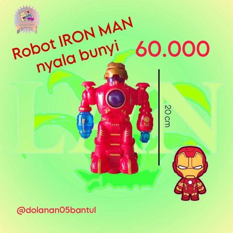 Mainan Anak Robot Ironman Nyala bunyi