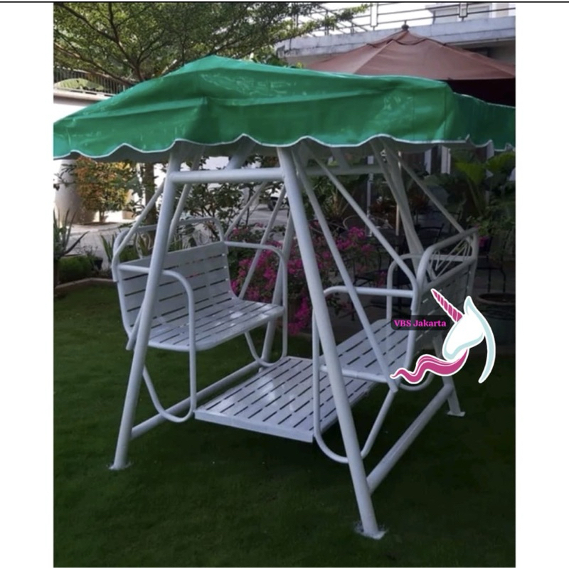 AYUNAN BANGKU TAMAN TENDA GALVANIS BESI PERUMAHAN TAMAN BANGKU DUDUK SANTAI GARDEN SWING ATAP TERPAL
