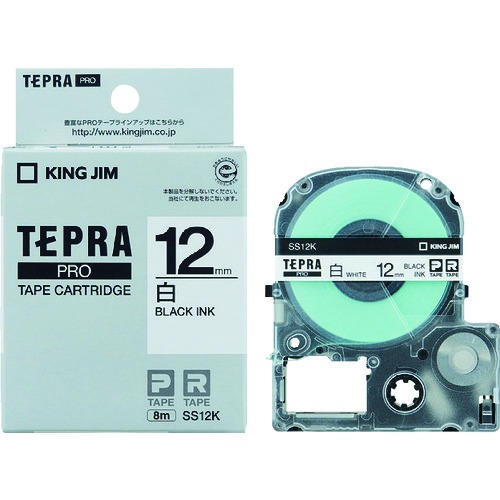 

KING JIM Tepra PRO Cartridge 12mm x 8m White Label/Black Text SS12K
