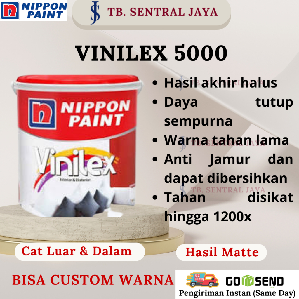 (NO COD) Vinilex 5000 Cat Tembok Interior & Eksterior 5 Kg/Nippont Paint