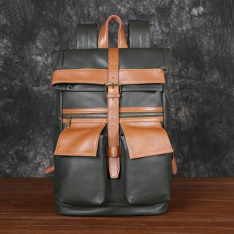 Tas punggung bepergian kulit sapi pria - Tas ransel kulit