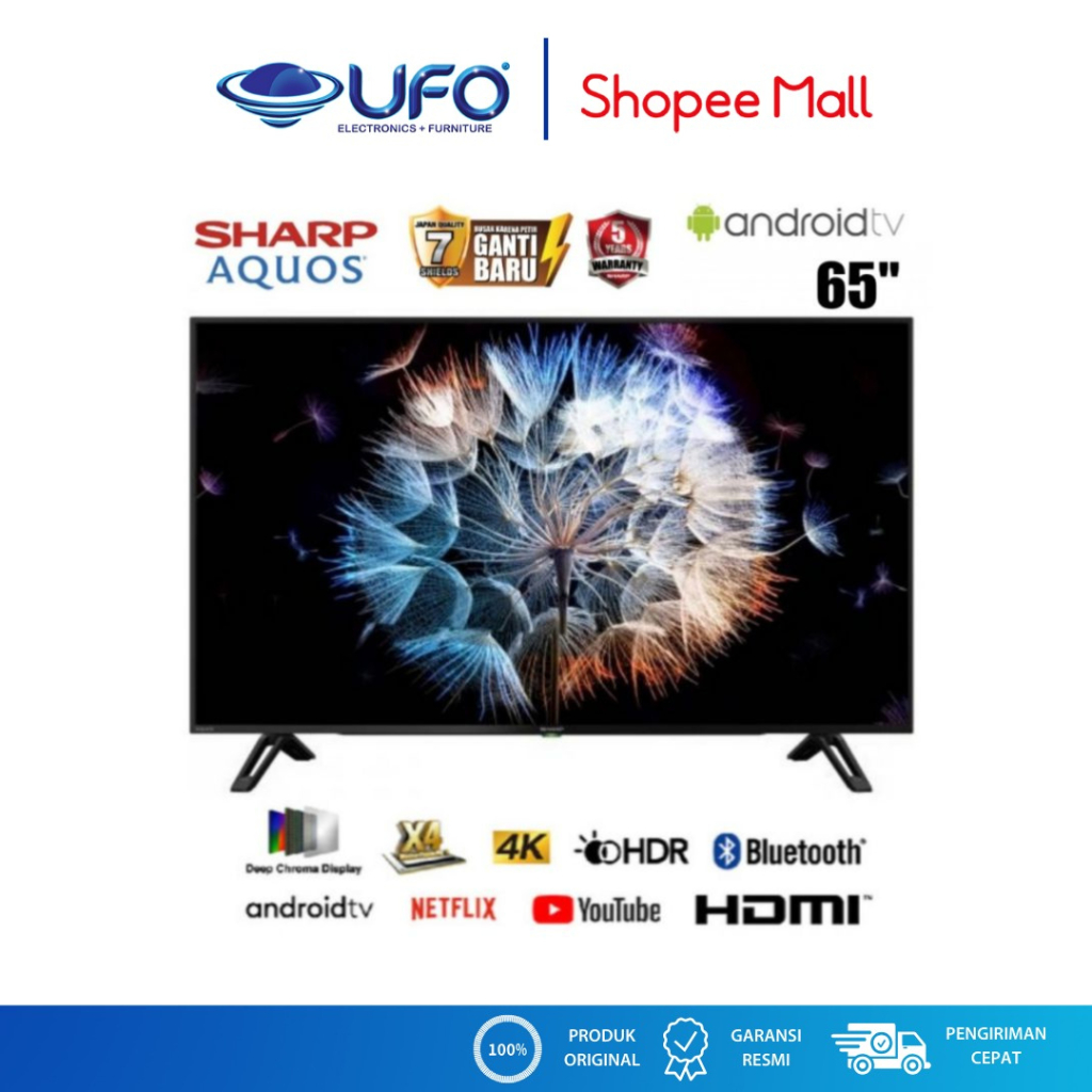 SHARP 4K UHD TV LED 65 Inch 4T-C65CK1X Android Smart TV UHD 4K