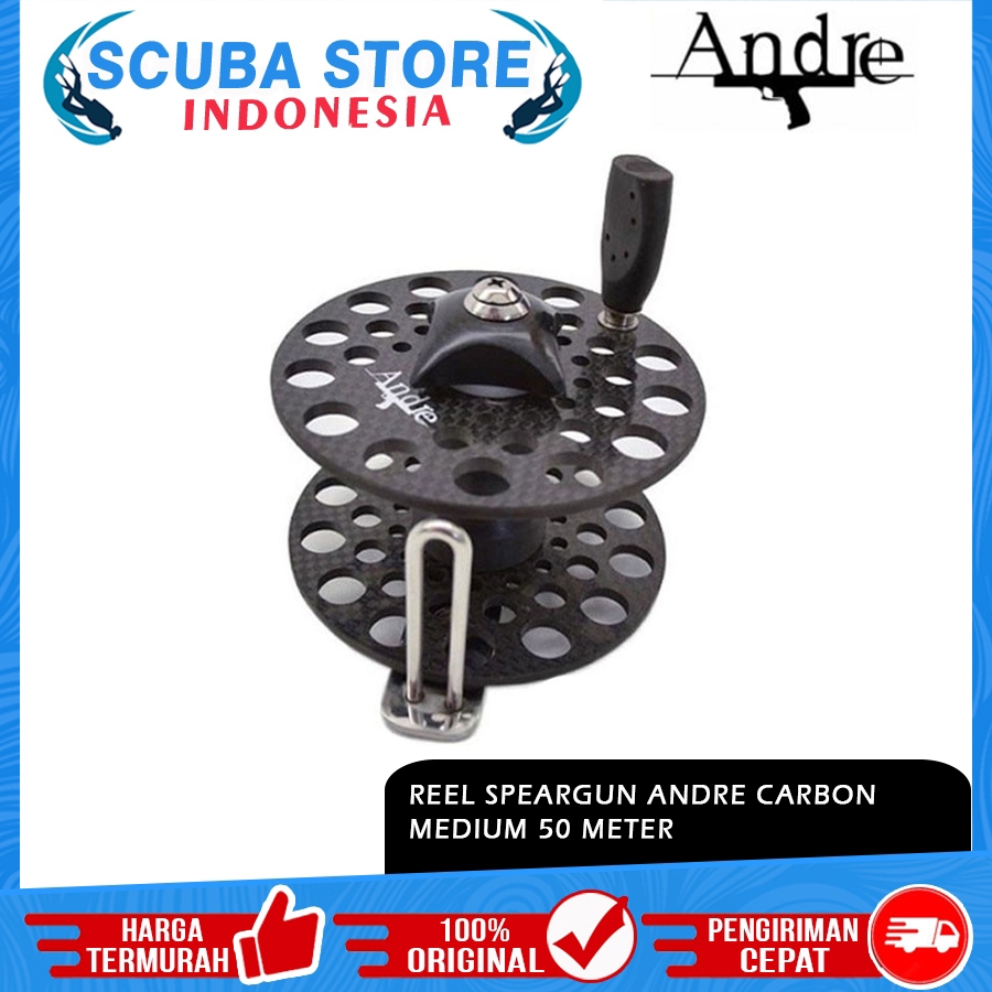 Reel Speargun Carbon Andre Medium 50m Panah Ikan Selam Gulungan Tali Spearfishing Spearo