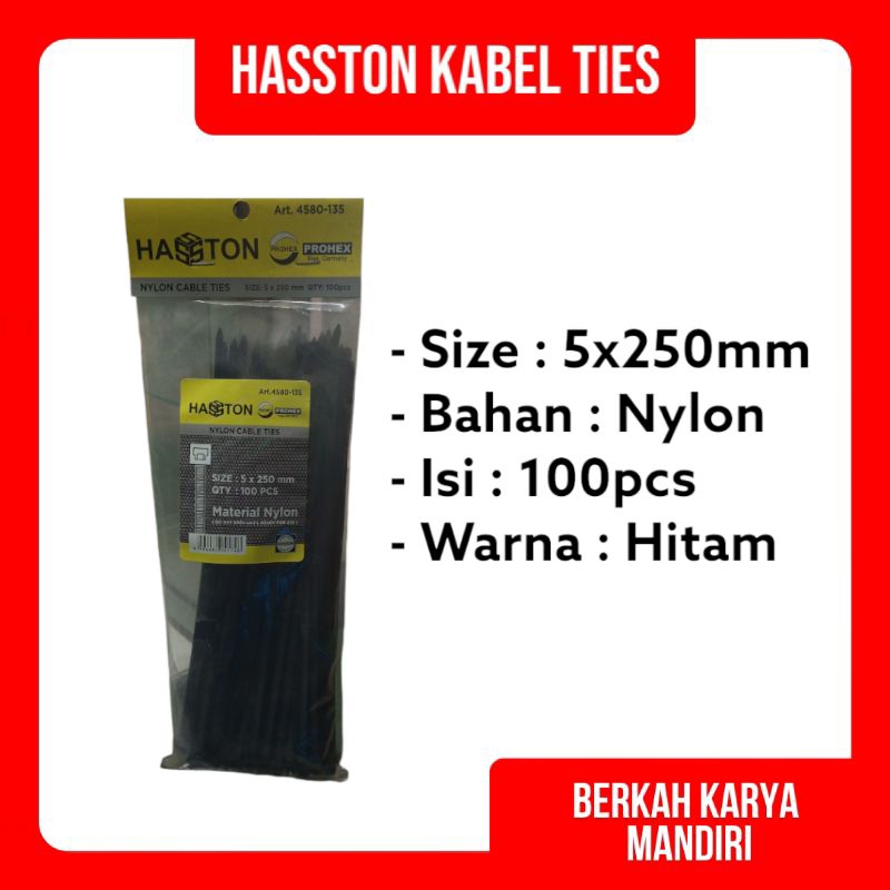 

Kabel Ties Hasston 5x250 mm Hitam Isi 100pcs