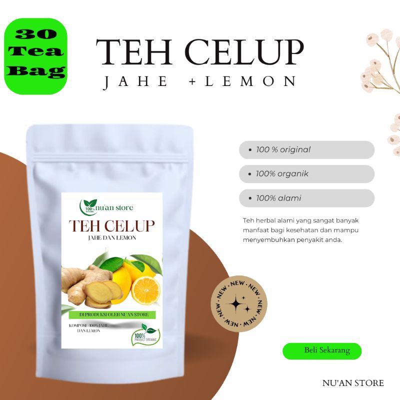 

TEH CELUP HERBAL LEMON + JAHE ISI 30 TEA BAG