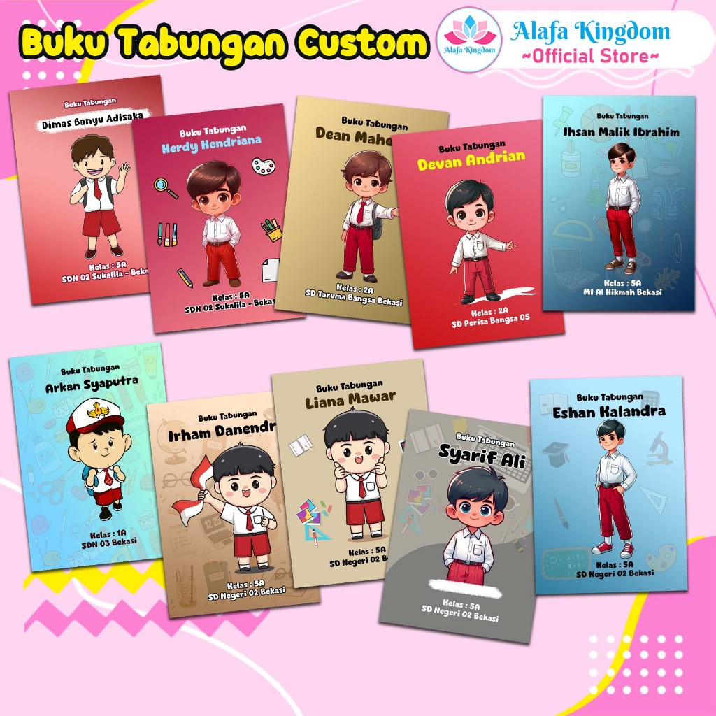 

alafakingdom Buku Tabungan Custom Tema Seragam Sekolah SD Laki-laki