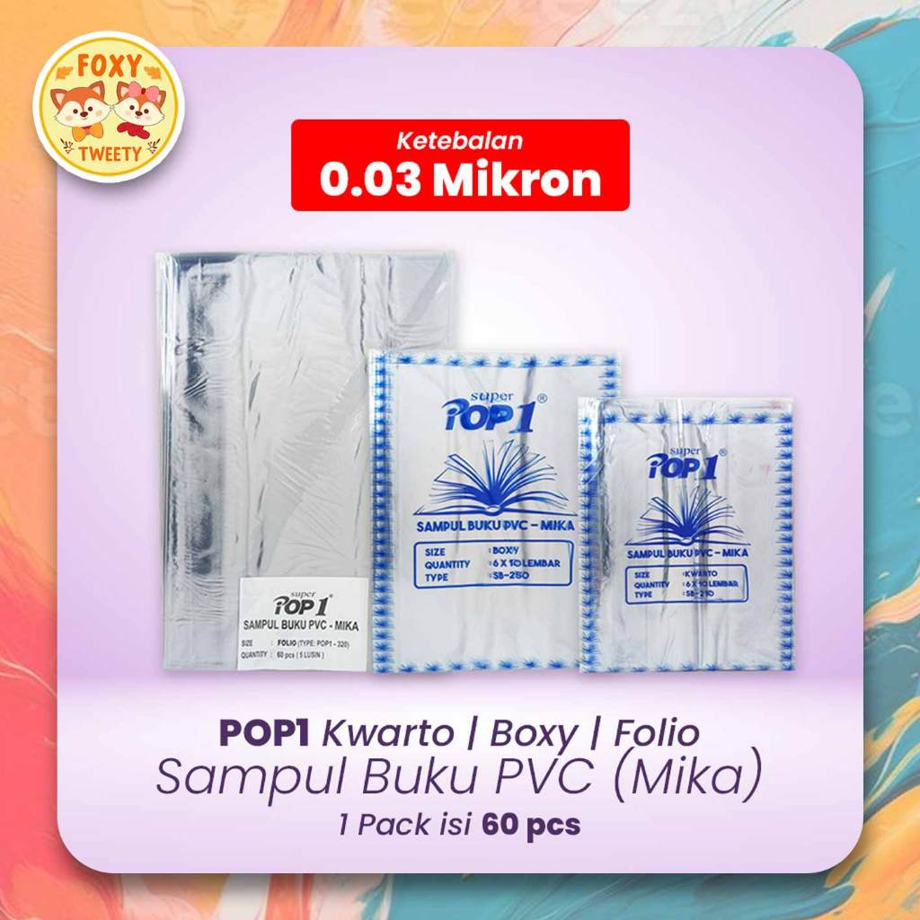 

POP1 Sampul Buku PVC Mika Kwarto SB-210 / Boxy SB-250 / Folio SB-320 60 Lembar Ketebalan 0.03 mm