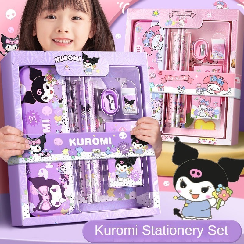 

Kotak Pensil Anak Set 7 in 1 Stationery Hadiah Anak Sanrio Alat Tulis Set Kuromi My Melody