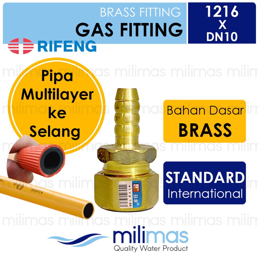 RIFENG - GAS Connector Uk.1216 x DN10 - Fitting Konektor Gas BRASS