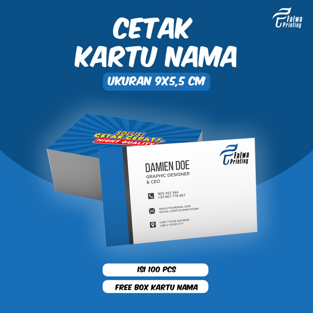 Cetak Kartu Nama | Kartu Nama Custom | 1Box isi 100pcs