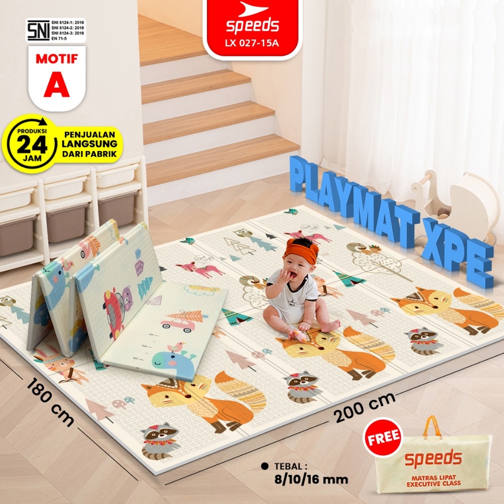 KODE E66U SNI SPEEDSFree tas Playmat Bayi 2x18cm Tebal XPE Matras Anak Playmate Babyalas lantai bayi