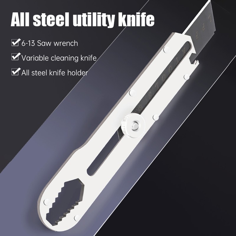 

Pisau Cutter 15mm Baja Multifungsi Bisa sebagai Kunci ring pas bahan Metal Baja Tahan Lama