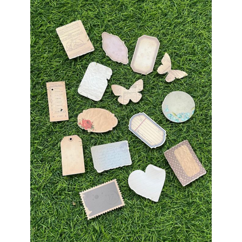 

(15pcs) Sticker vintage 1, decorasi scrapbook journal kertas HVS