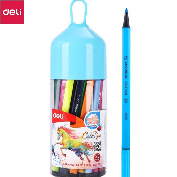 

KODE V2F7 Spidol DELI Triangular Felt Pen Colorun 36Warna C1536