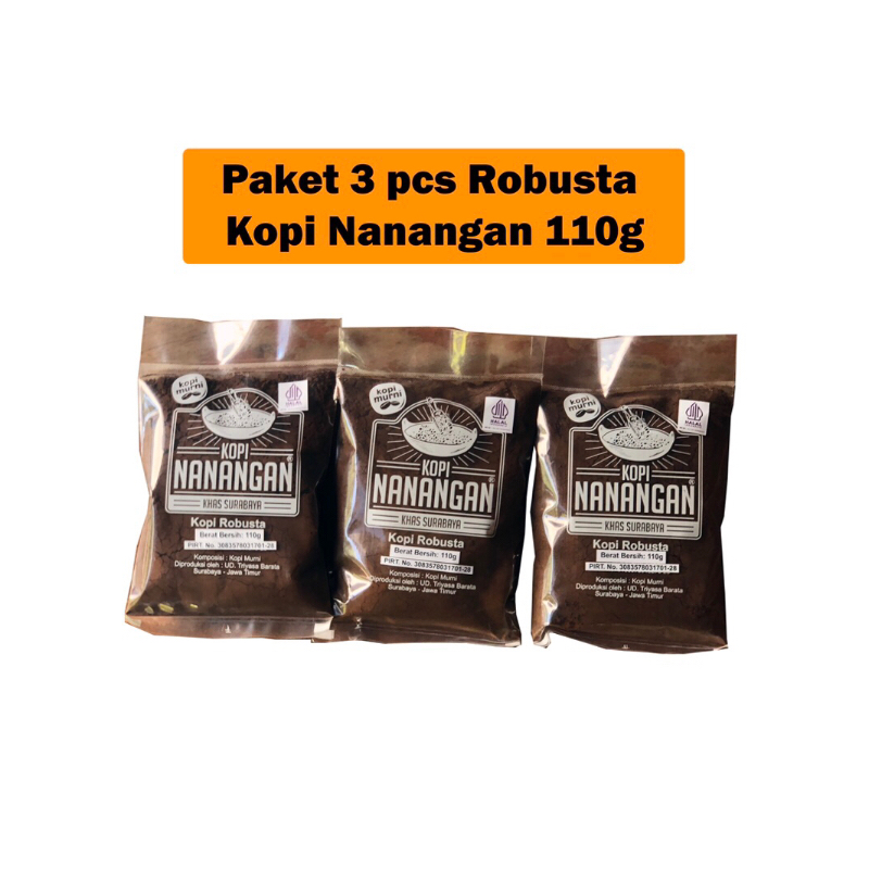 

Paket 3 Pcs Kopi Nanangan Robusta Khas Surabaya. Kopi Nanangan Robusta Murni 110 gr Kopi Nanangan Khas Surabaya Jawa Timur Kopi Berkualitas Tinggi. Kopi Nanangan kopi terbaik, Kopi Murni Tanpa Ada Campuran.