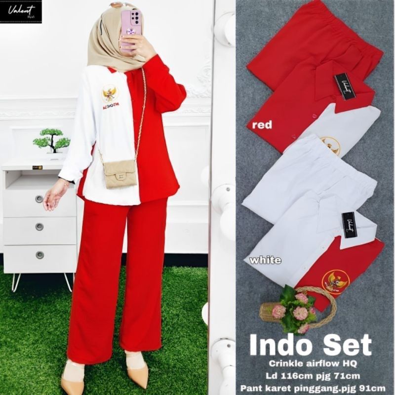 Setelan Kemerdekaan Wanita Atasan Bawahan Remaja Pakaian Hari Merdeka Olahraga Setcel Dewasa Garuda 