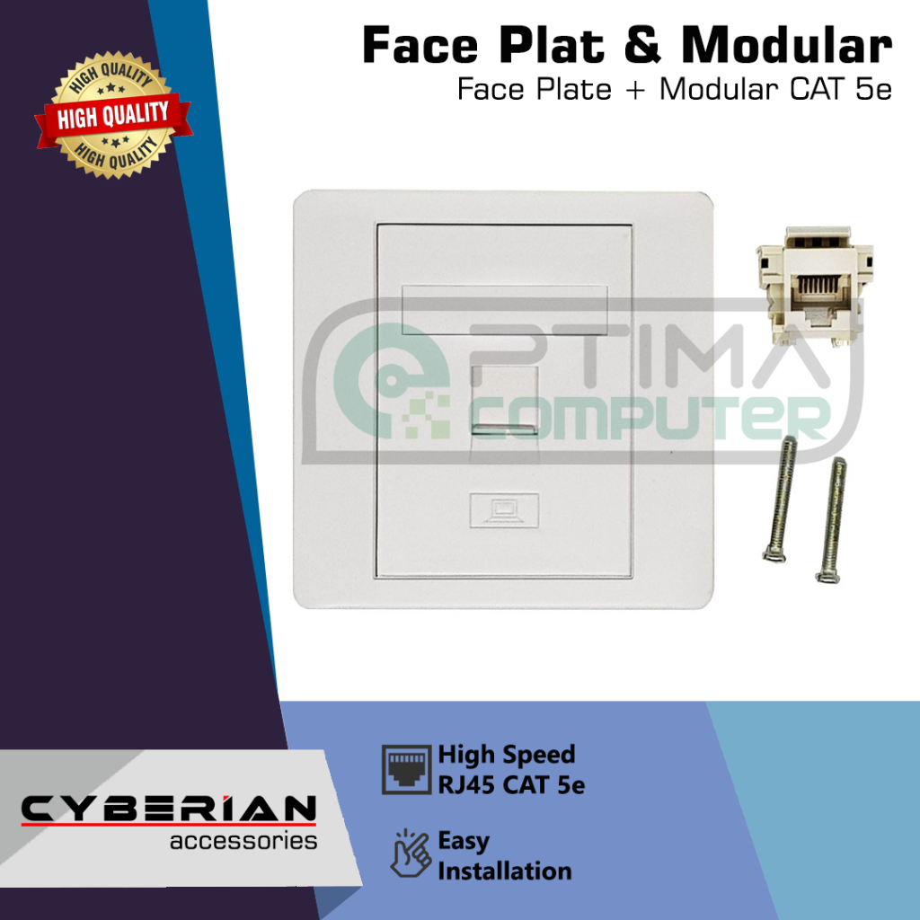 Faceplate RJ45 + Modular CAT 5e