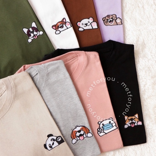 KODE U88W METFORYOU Kaos Wanita Oversize Katun  Holla Animal Bordir