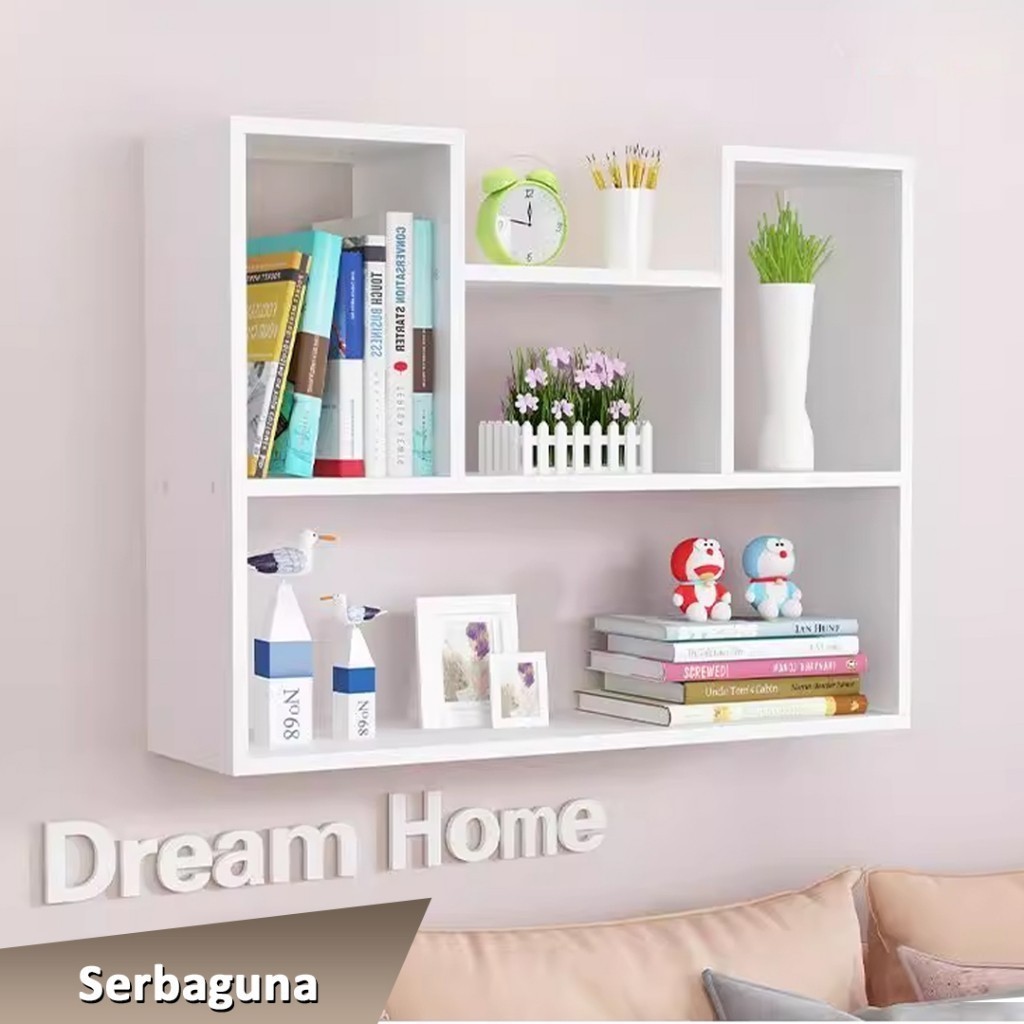 Rak Dinding 4 Sekat Rak Hiasan Rumah Kamar Ruang Tamu Ruang Keluarga Rak Multifungsi Rak Aesthetic