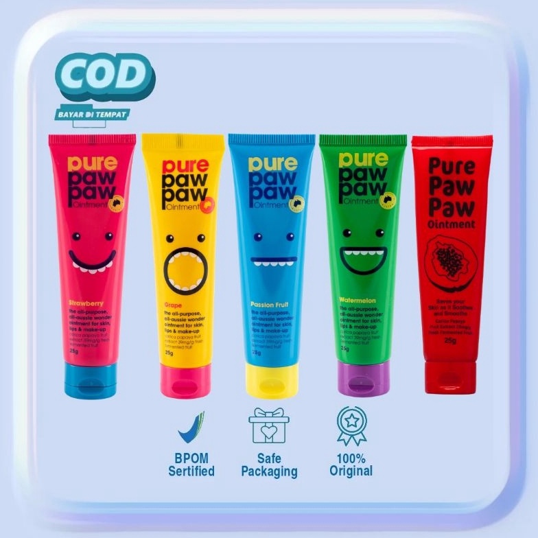 KODE M93G Pure Paw Paw Ointment Lip Balm 25 gr Pawpaw Original Strawberry Grape Passion Fruit Waterm