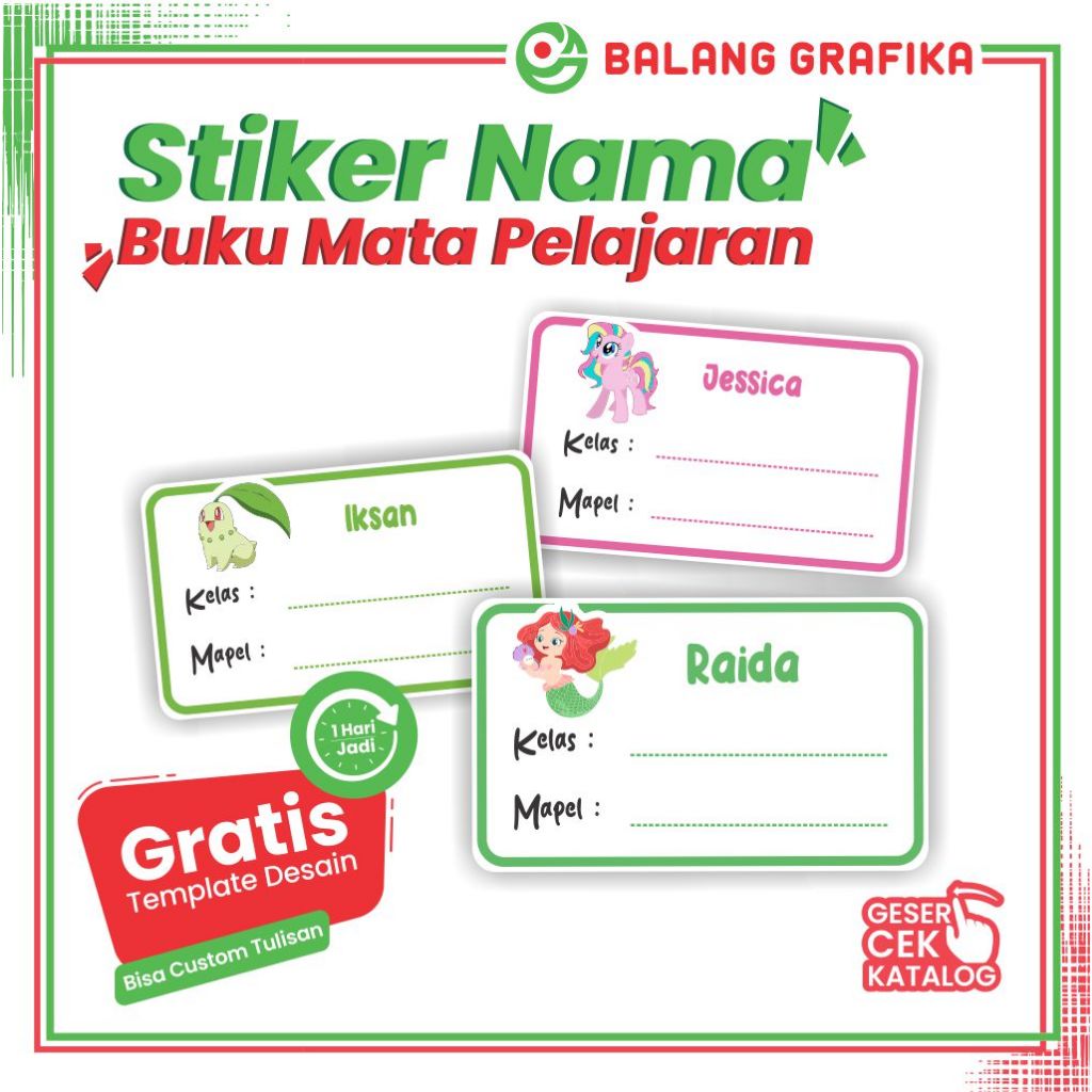 

Cetak Sticker Custom Nama Anak Buku Mata Pelajaran stiker Label Buku MAPEL