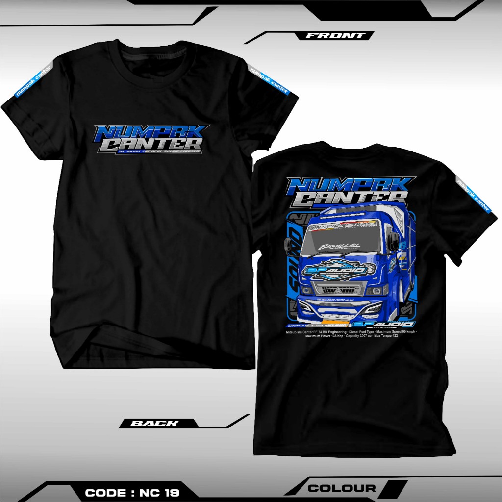 Cod Baju Kaos Truk Canter Sound Horeg BP Audio NC19 Lengan Pendek Sablon Dtf Oblong Unisex