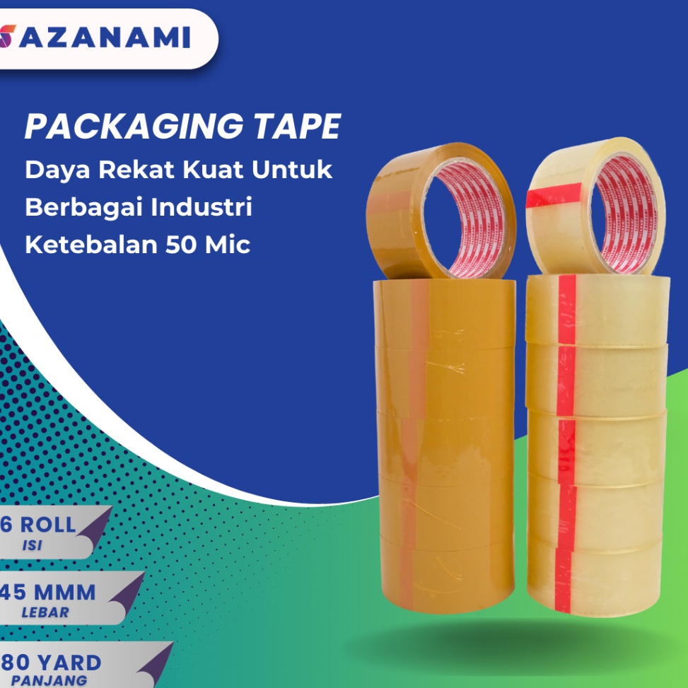 

Lakban Bening 2 Inch 8Y Yard Sazanami Opp Tape Isolasi Selotip e SV2