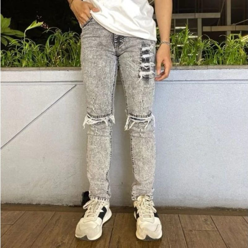 Celana Bikers Riders Sobek Panjang Jeans Biker Sobek Skinny Slim fit - Celana Jeans Pria-Celana Panj