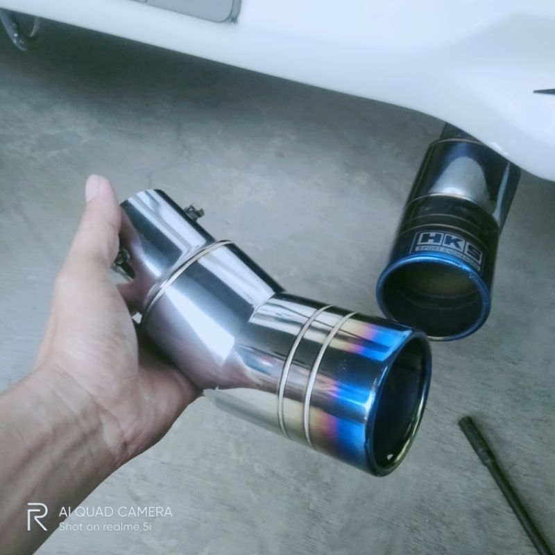 KNALPOT MOBIL VARIASI UJUNG KNALPOT MOBIL MUFFLER CUTTER MODEL BENGKOK BIRU UNTUK XPANDER AVANZA AYL